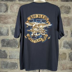 BLACK Ink Design T-Shirt Black Graphic God bless Seal Team 6 Men's Size XXXL